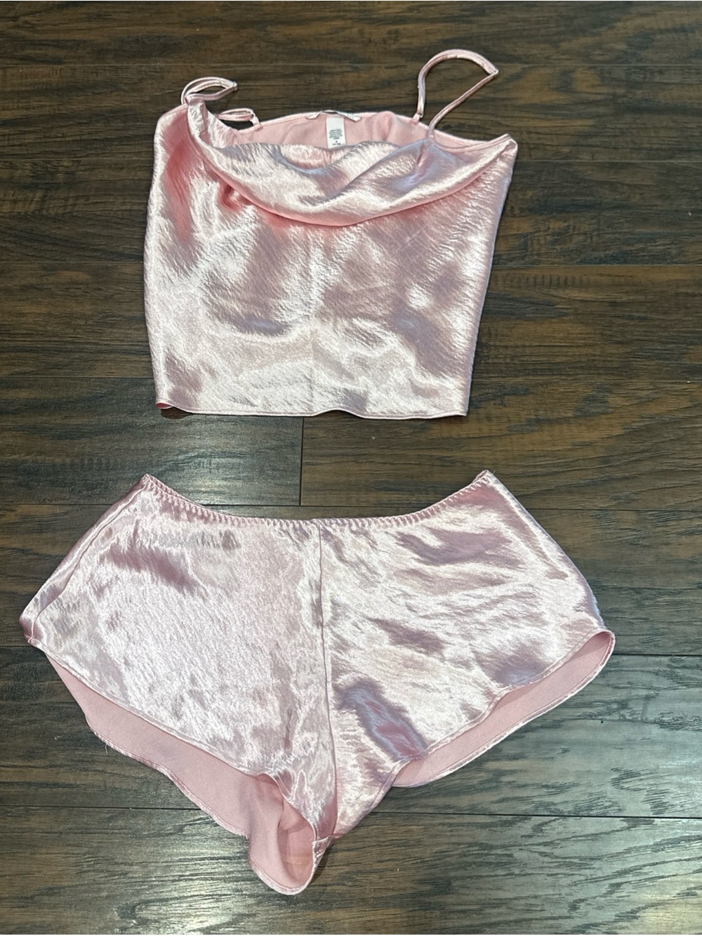 Victoria's Secret cami set Pale Pink Satin Cowl Crop Top & Shorts